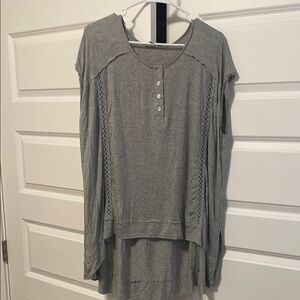 POL Gray Women's Top with Button Detail